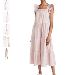 English Factory Tiered Midi Dress in Dust Pink